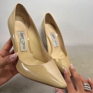Jimmy Choo Nude Patent Leather Heels (Romy)